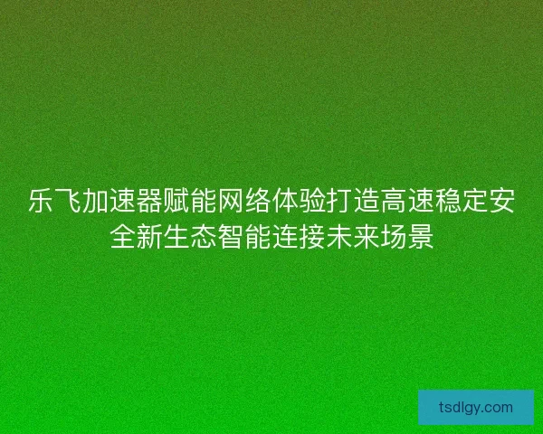 乐飞加速器赋能网络体验打造高速稳定安全新生态智能连接未来场景