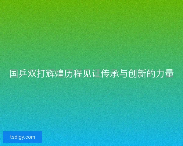 国乒双打辉煌历程见证传承与创新的力量